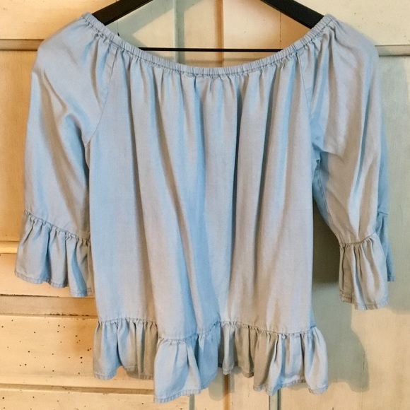 Chambray Ruffle Top by Buffalo - Picture 3 of 4